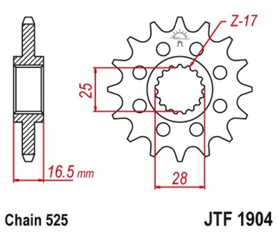 Front Steel Countershaft Sprocket w/ Rubber Damper - 16 Tooth 525 - Image 4