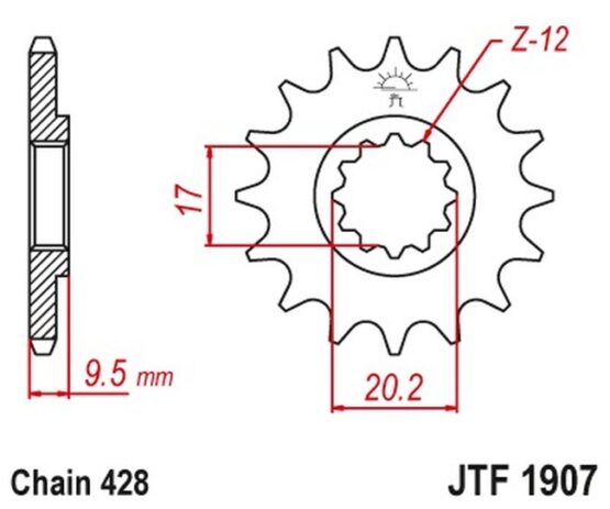 Front Steel Countershaft Sprocket - 13 Tooth 428 - Image 3