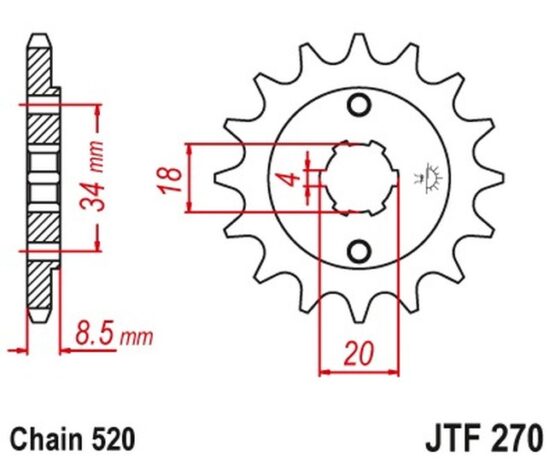 Front Steel Countershaft Sprocket - 12 Tooth 520 - Image 2