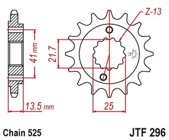 Front Steel Countershaft Sprocket - 16 Tooth 525 - Image 3