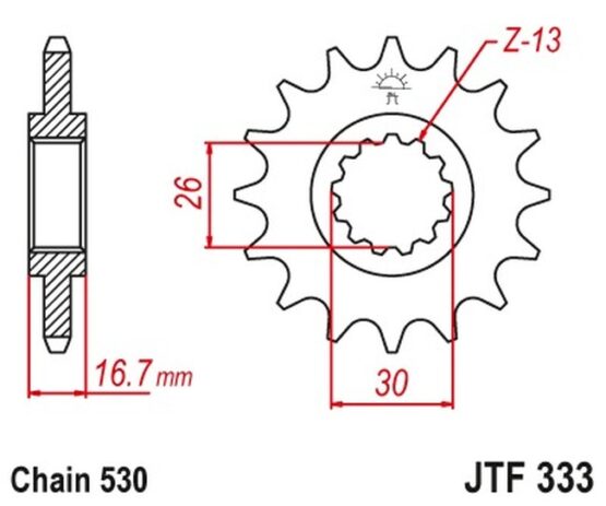 Front Steel Countershaft Sprocket - 16 Tooth 530 - Image 3