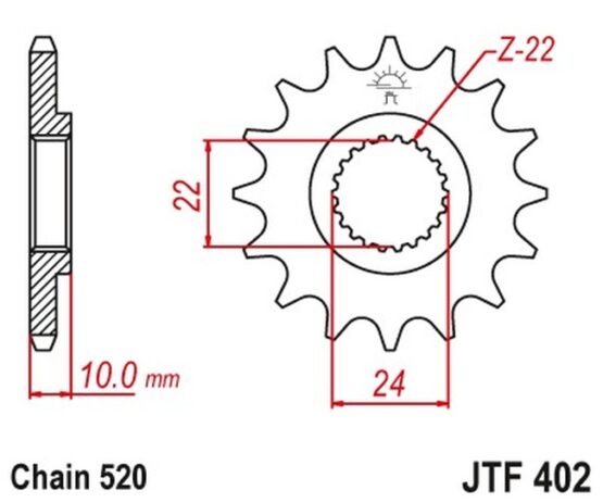 Front Steel Countershaft Sprocket - 15 Tooth 520 - Image 3
