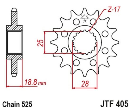 Front Steel Countershaft Sprocket - 20 Tooth 525 - Image 3