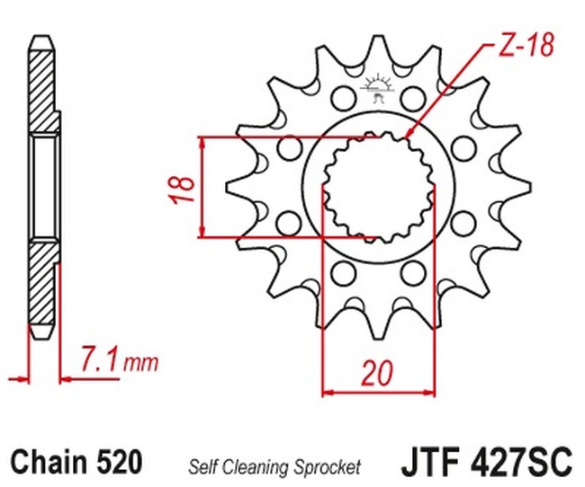 Front Steel Countershaft Sprocket Self Cleaning - 12 Tooth 520 - Image 3