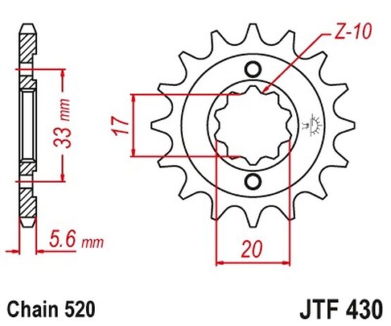 Front Steel Countershaft Sprocket - 12 Tooth 520 - Image 3