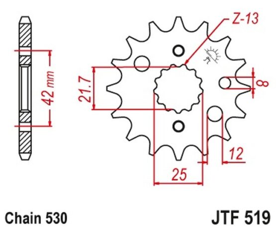 Front Steel Countershaft Sprocket - 17 Tooth 530 - Image 3