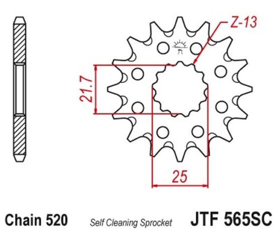 Front Steel Countershaft Sprocket Self Cleaning - 14 Tooth 520 - Image 3