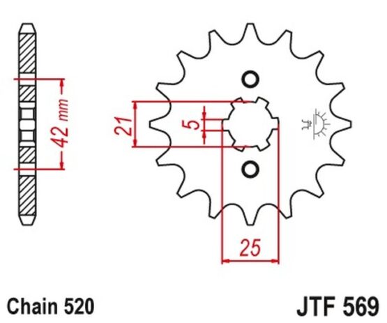 Front Steel Countershaft Sprocket - 14 Tooth 520 - Image 2