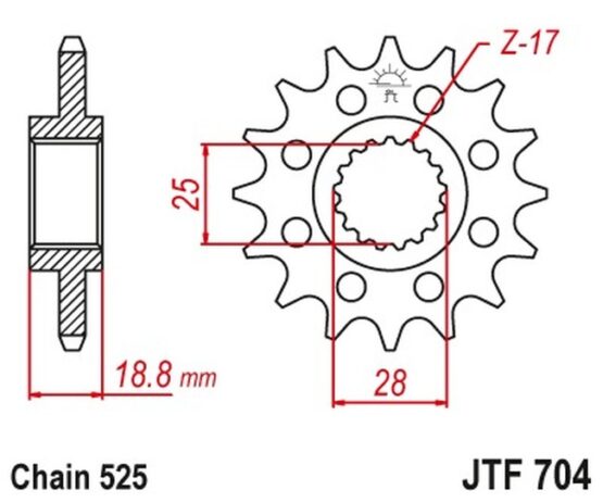 Front Steel Countershaft Sprocket - 16 Tooth 525 - Image 3