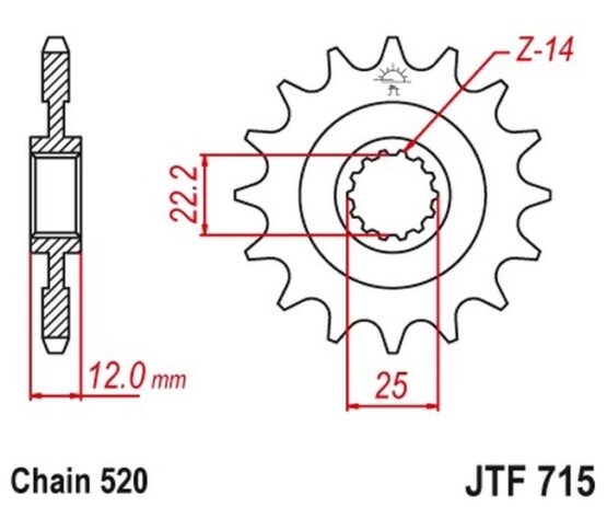 Front Steel Countershaft Sprocket - 13 Tooth 520 - Image 2