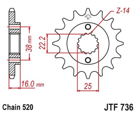 Front Steel Countershaft Sprocket - 15 Tooth 520 - Image 3