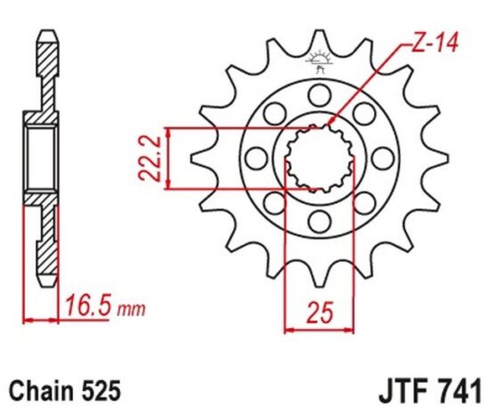 Front Steel Countershaft Sprocket - 14 Tooth 525 - Image 3