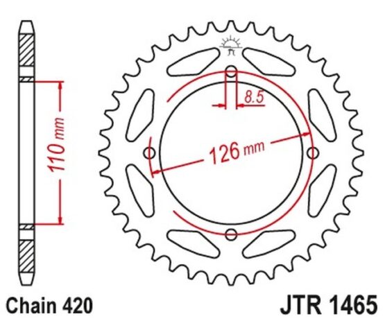 Steel Rear Sprocket - 46 Tooth 420 - Image 3