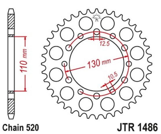 Steel Rear Sprocket - 40 Tooth 520 - Image 3