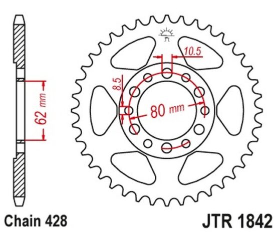 Steel Rear Sprocket - 52 Tooth 428 - Image 2