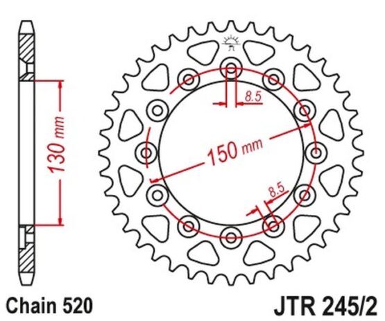 Steel Rear Sprocket - 52 Tooth 520 - Image 2