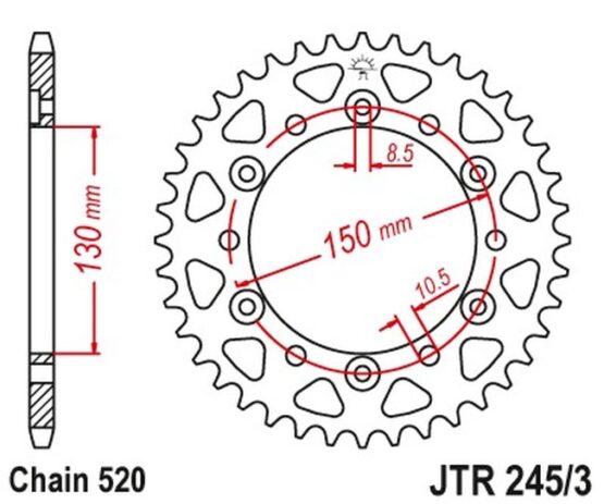 Steel Rear Sprocket - 46 Tooth 520 - Image 3