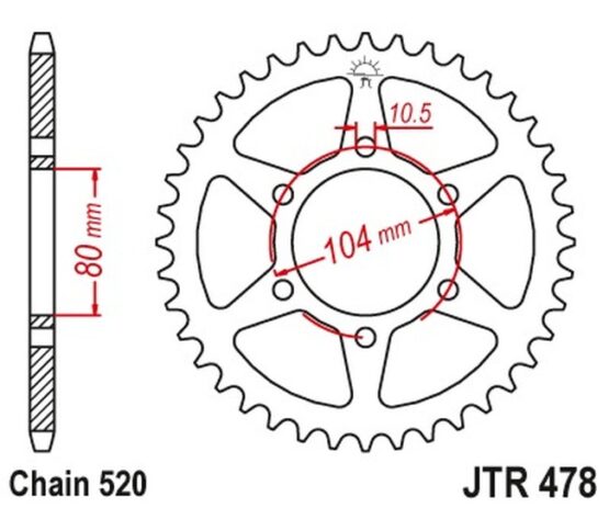 Steel Rear Sprocket - 42 Tooth 520 - Image 2