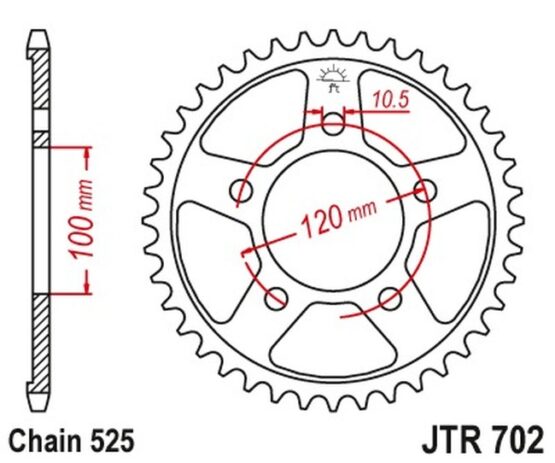 Steel Rear Sprocket - 42 Tooth 525 - Image 2
