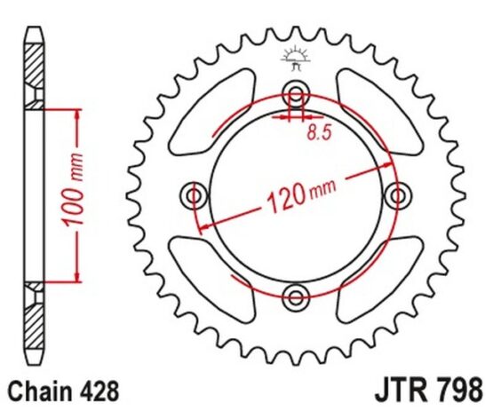 Steel Rear Sprocket - 49 Tooth 428 - Image 3