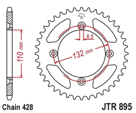Steel Rear Sprocket - 46 Tooth 428 - Image 3