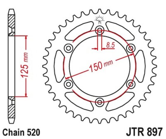 Steel Rear Sprocket Self Cleaning - 42 Tooth 520 - Image 5