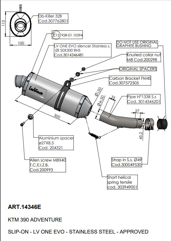 Leo Vince LV One Evo Slip-On Exhaust Stainless Fits 20-22 KTM 390 Adventure - Image 5