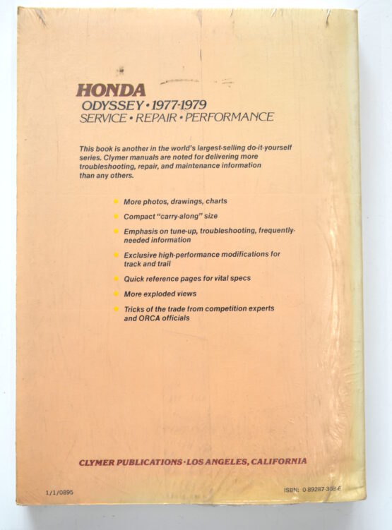 Clymer Shop Repair & Service Manual Soft Cover Fits Honda Odyssey 1977-1984 - Image 2