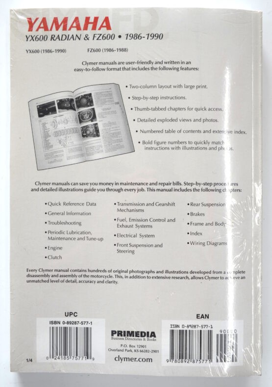 Clymer Service Manual Soft Cover M388 Fits Yamaha YX600/FZ600 86-90 - Image 2