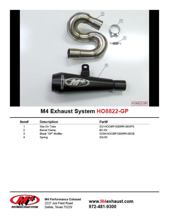 Black GP Slip On Exhaust w/ Link Pipe by M4 Fits 08-16 Honda CBR1000RR - Image 4