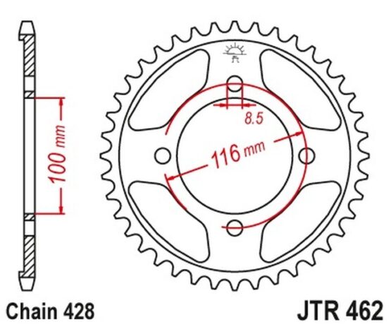 Steel Rear Sprocket - 52 Teeth 428 - Image 2