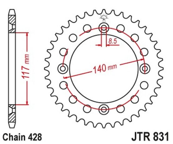 JT Steel Rear Sprocket 46 Tooth Fits Yamaha - Image 2