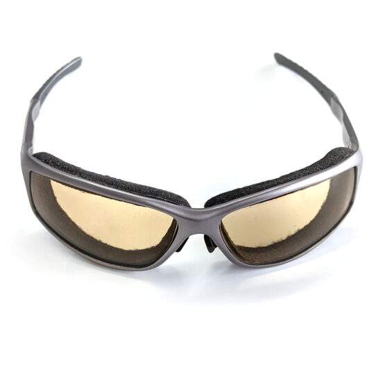 M4 Riding Glasses, Gray Metal Frame w/ Light Adjusting Anti-Fog Lens & Foam Pad - Image 2