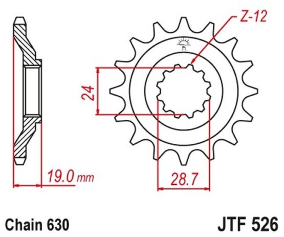 Steel Front Countershaft Sprocket - 15 Teeth - Image 2