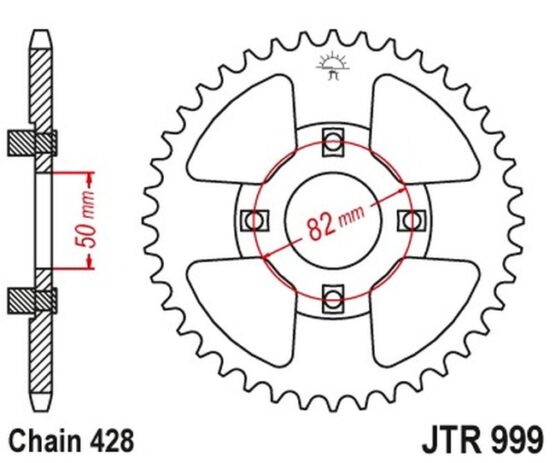 JT Steel Rear Sprocket 50T JTR999.50