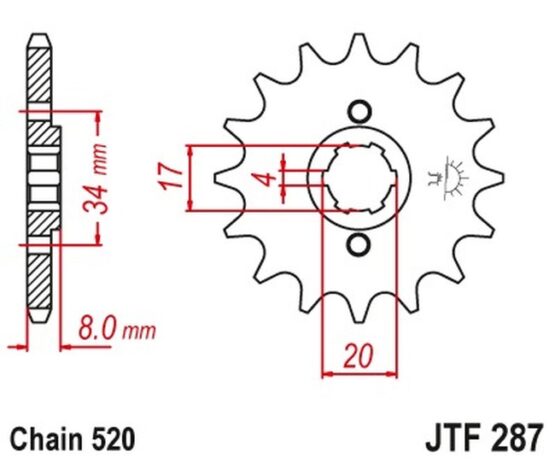 JT Steel Front Sprocket 15T-520 For 83-84 Honda XR350R - Image 3