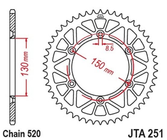 Black Aluminum Rear Sprocket - 49 Teeth 520 Pitch - Image 2