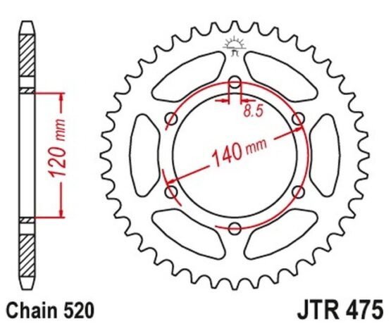 Steel Rear Sprocket - 44 Teeth 520 - Image 2
