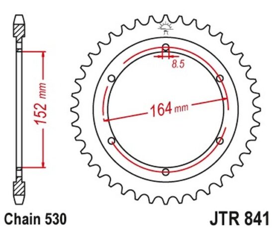 JT Steel Rear Sprocket 42T JTR841.42 Fits Yamaha 530 Chain Models