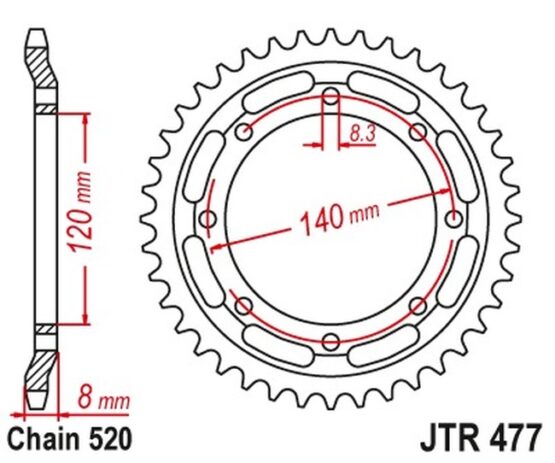 Steel Rear Sprocket - 43 Teeth 520 - Image 2