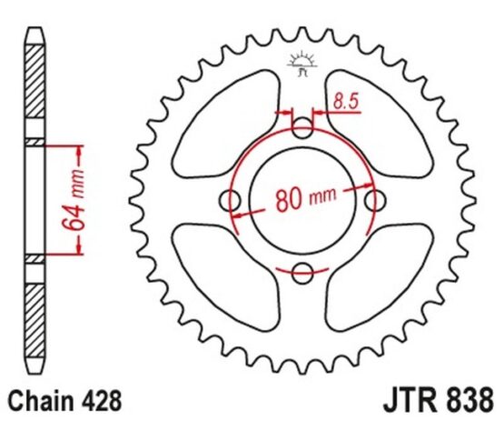 JT Steel Rear Sprocket 36T JTR838.36 - Image 3
