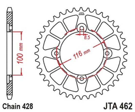 Black Aluminum Rear Sprocket - 51 Teeth 428 Pitch - Image 2