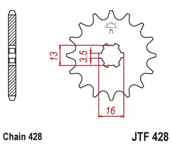 Front CS Sprocket - 13 Tooth 428 - Image 3