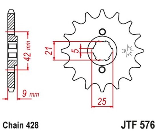JT Steel Front Countershaft Sprocket 18T - Image 2
