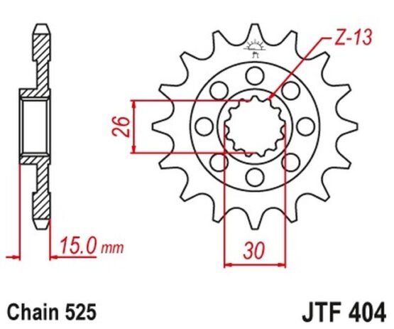 Front Steel Countershaft Sprocket - 15 Tooth 525 - Image 3