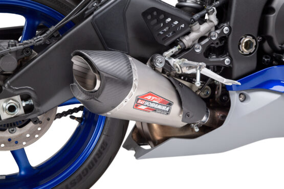 Yoshimura AT2 Slip-On Exhaust SS/CF Works Silver Fits 06-20 Yamaha YZF R6