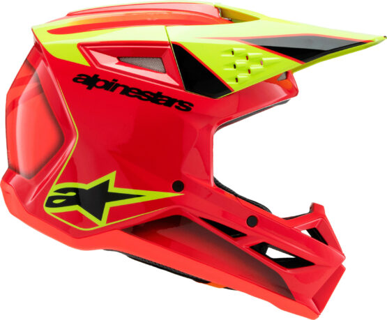 Alpinestars SM3 Youth Fray Helmet Red/Yellow Fluo Large - Image 3