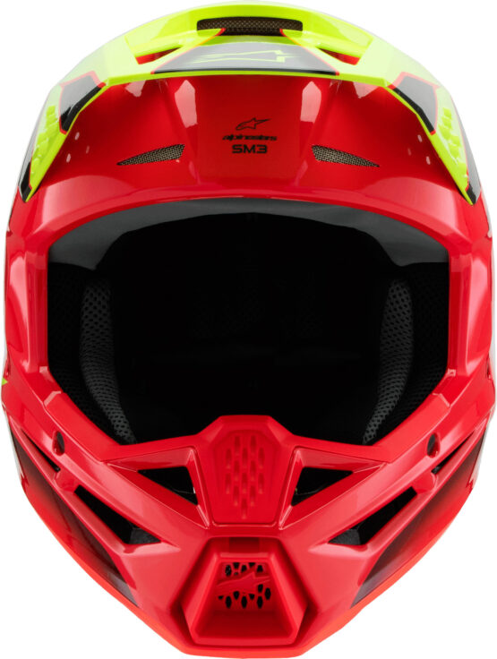 Alpinestars SM3 Youth Fray Helmet Red/Yellow Fluo Large - Image 4