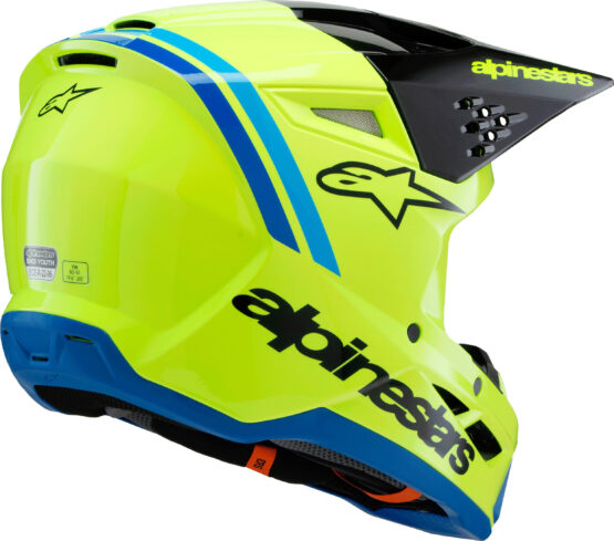 Alpinestars SM3 Youth Radium Helmet YS Yellow Fluo/Black/Blue - Image 3