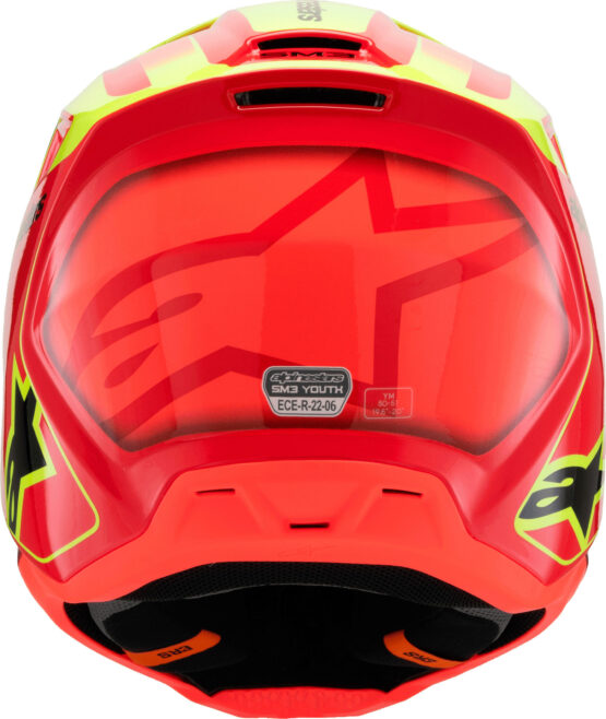 Alpinestars SM3 Youth Fray Helmet Red/Yellow Fluo Large - Image 6